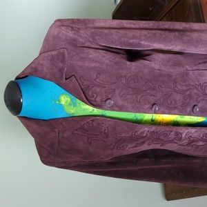 Daniel Suede maroon/ purple long collared coat.